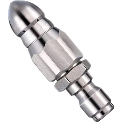 High-pressure stainless steel cleaning nozzle for unclogging drains, for pressure washers, rear jet nozzle/rocket nozzle (for 1/4" hose) (1/5)