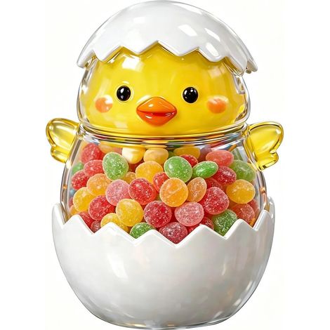 Bocaux À Bonbons Conteneur décoratif alimentaire forme poussin œuf Bocaux en verre pour biscuits Pour Centre De Table Fête De Printemps Réunion Familiale Garde-Manger Cuisine (1/5)