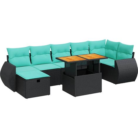 Maison Exclusive - Set Divani da Giardino con Cuscini 8 pz Nero Polyrattan Acacia (1/5)