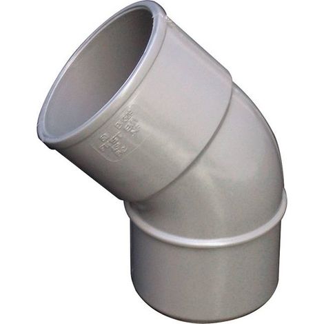 Coude PVC 45° mâle femelle pour tube de descente Ø50 - gris - First Plast (1/3)