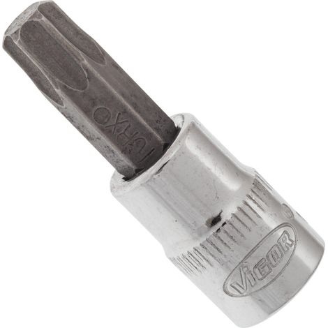 VIGOR Innenvierkant Antrieb 6,3 = 1/4 Zoll TX Schraubendreher-Einsatz Innen TX Profil V2447N ∙ Vierkant hohl 6,3 mm (1/4 Zoll) ∙ Innen TX Profil ∙ T 40 ∙ Gesamtlänge: 38 mm (1/2)