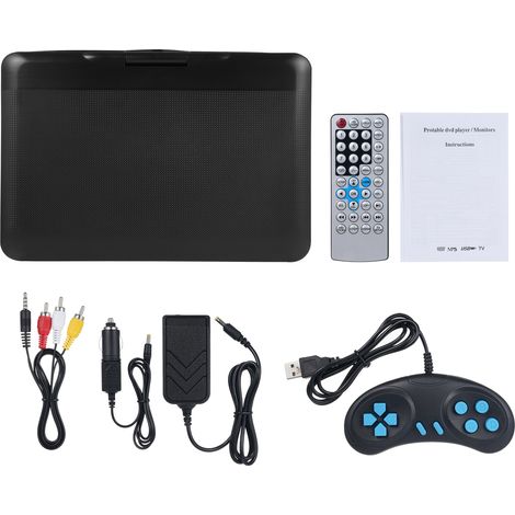 Eosnow Tragbarer DVD -Player 9,8 Zoll 270 ° Rotatable HD -Bildschirm mit Spielfunktion und wiederaufladbarem Akku für Heimauto