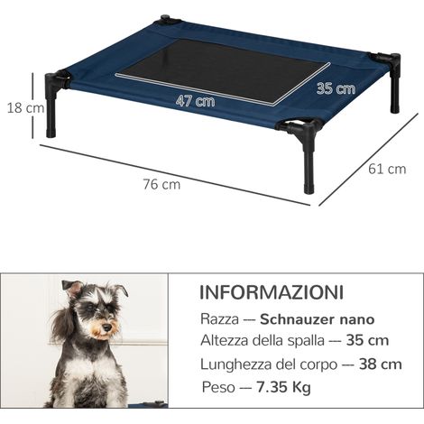 Coussin surélevé pour chien, imperméable, poids maximum 20 kg, tissu Oxford et métal, 76 x 61 x 18 cm, bleu (1/5)