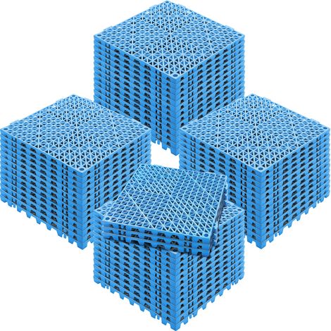 Mophorn Modular Interlocking Cushion, 55 Pack 30 x 30 cm PVC Non-Slip Drainage Mats, Soft Interlocking Floor Tiles with Drainage Holes for Bathroom, Kitchen, Pool, Restroom, Wet Areas, Blue (1/5)