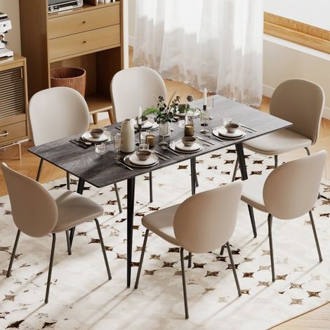 Mesa de comedor extensible 120/160 cm gris de madera con estructura de acero (1/5)