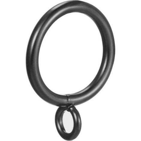 Anneaux De Rideaux - Métal - Diamètre Intérieur 28 mm - Pour Tringles Standard - Noir - Lot De 16