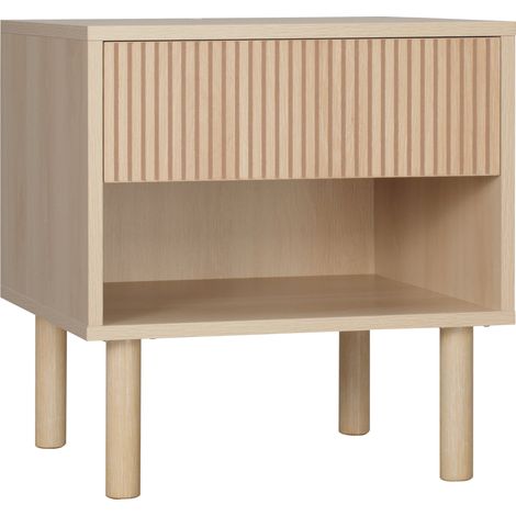 Table de chevet avec tiroir 47 x 47 x 50 cm rangement niche ouverte moderne épuré en panneau de particules bois naturel 210001512 (1/5)