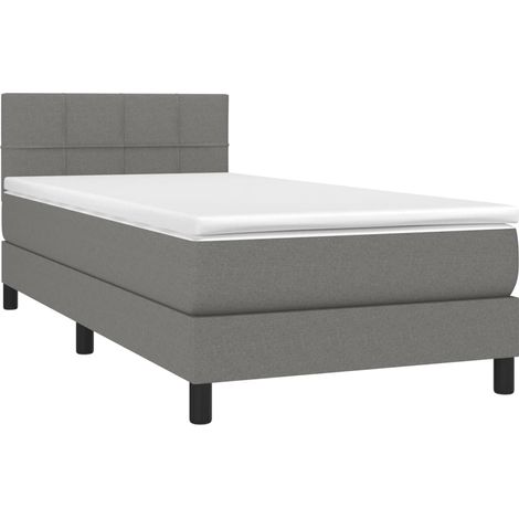 Struttura letto LED con testiera boxspring materasso 80x200 cm tessuto grigio scuro TDL0209435