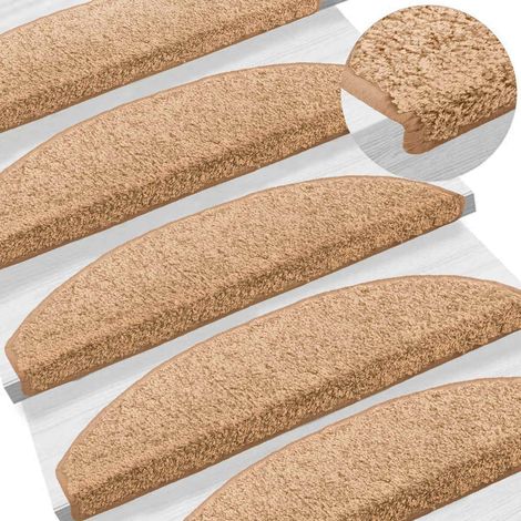 Maison Exclusive - Tappetini per scale autoadesivi 15 pcs Beige 80 x 24,5 x 3,5 cm