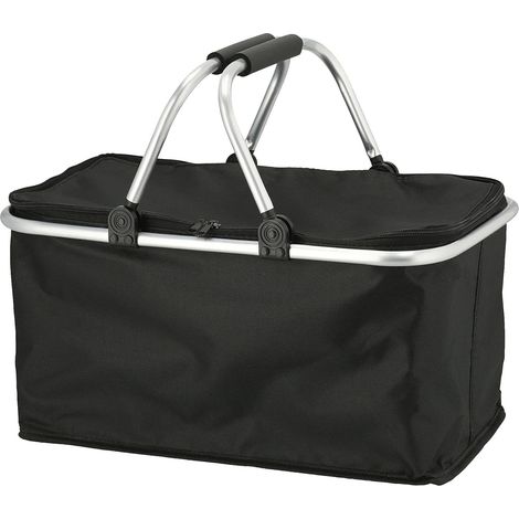 Panier de courses pliable Novaliv avec fonction réfrigération 30 litres NOIR Panier isotherme avec poignées rembourrées et fermeture éclair sur le