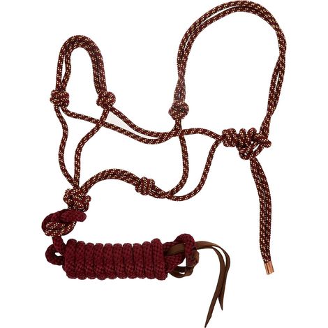 1 Licol Et Longe Cheval Corde Polyester Tressée Motif Diamant Muserolle Double Équitation