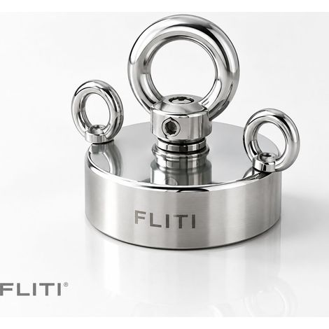 Aimant Néodyme 140kg Ø60mm Pêche Magnétique Puissant avec Anneaux de Levage Triple Revêtement Anti-Rouille pour Récupération Trésors et Levage Industriel (1/5)