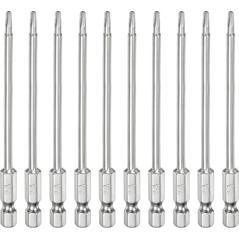 10Pcs T10 Embout Tournevis Torx 1/4" Hex Shank Longueur 4" (100mm) (1/5)