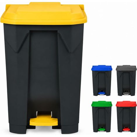 Poubelle à pédale Olaf – Jaune – 80 L (1/5)