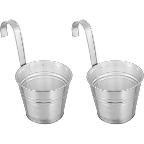 Abaodam 2 Jardinières suspendues en fer argenté avec trou de drainage et design créatif (1/5)