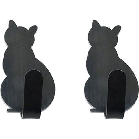 Stabile Klebehaken für Badezimmer, Metall-Katzen-Wandaufkleber, Türhandtuchhalter, schwarz.