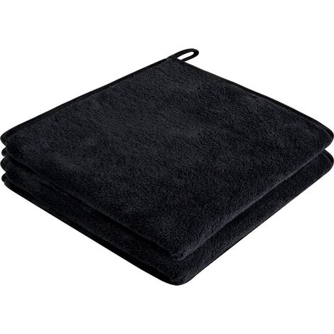 Gästehandtücher Mikrofaser 40x40cm Schwarz 2 Stück Super Saugfähig (1/5)