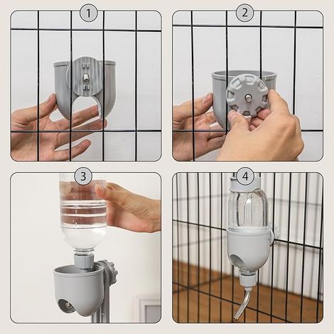 Distributeur Eau Animaux Buse Abreuvoir Lapin Biberon Cochon d'Inde Biberon Lapin Chinchilla Cochon d'Inde Hérisson Furet Gris (1/4)