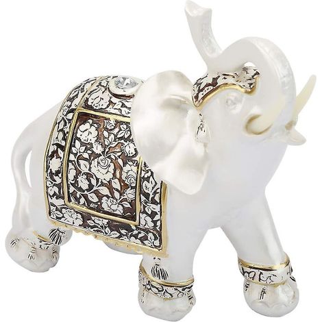 Statue d'éléphant blanc en résine, symbole de richesse et de chance, pour la décoration de la maison ou du bureau. (1/4)