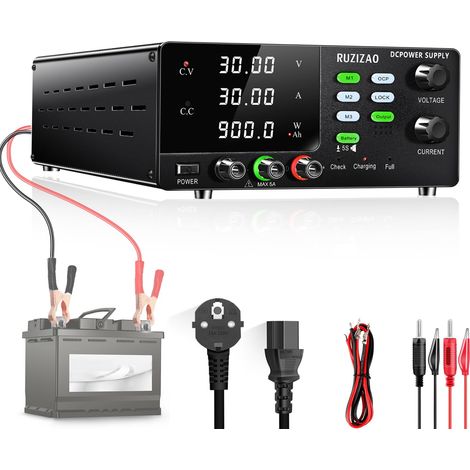 Alimentation de Laboratoire 30V 30A 900W Alimentation Laboratoire Réglable avec Bouton Codeur 6V 12V 24V pour la Charge de La Batterie/Mémoire Stockage Fonction/OCP Fonction (1/5)