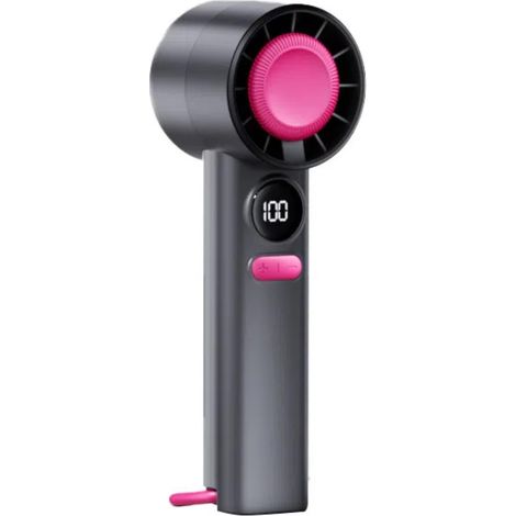 Ventilateur à main portable 100 niveaux Cool Breeze Ventilateur de bureau rechargeable léger avec support de maquillage de voyage Gris/rouge (1/5)
