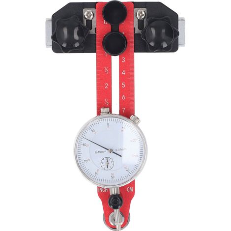 Calibrateur de scie circulaire avec comparateur à cadran, outil de calibration du parallélisme de la lame pour rails coulissants de type 20 et 30. (1/5)
