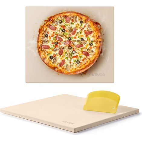 Pierre à pizza rectangulaire en cordiérite 40,6 x 35,5 cm, pierre de cuisson extra large avec grattoir en PP, résistante à la chaleur de 1,5 cm d'épaisseur, pour four, cuisson du pain, barbecue (1/5)