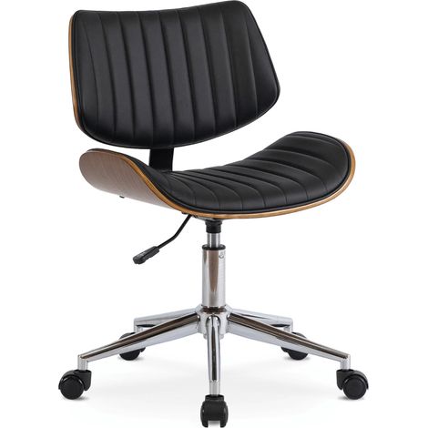 Texas Drehstuhl, Bürostuhl, Walnuss/Schwarzes Öko-Leder, Modern (1/5)
