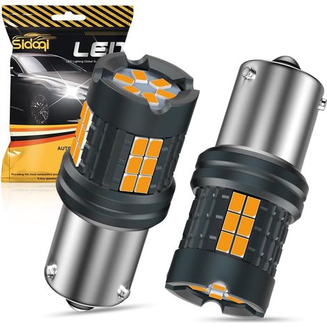 1156 PY21W LED Amber Yellow Canbus Error Free 25W 4800LM 30SMD 3020 Chips Anti-Hyper Super Bright BAU15S LED for Front and Rear Turn Signal Light 12-24V (Pack of 2) (1/5)