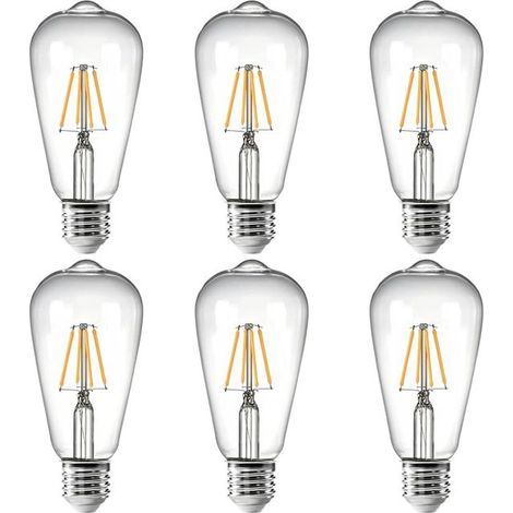 E27 ST64 Edison LED Bulb, 4W 40W, Warm White 3000K 400lm, Transparent Filament, Retro Decorative Lamp, AC 220V, For Home Decoration Restaurant, Non-Dimmable (1/4)