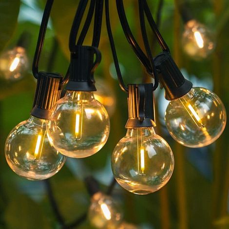 30M Guirlande Lumineuse Extérieure Guinguette LED avec 50 Ampoules E12 G40 en Plastique Étanche Guirlande pour Jardin Cour Patio (1/5)