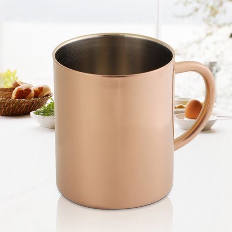 Mug à café/bière double paroi en acier inoxydable 304 anti-brûlure de 400 ml (or rose) (1/5)