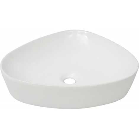 Lavabo triangolare in ceramica lavandino bagno 50,5 cm bianco 020002532