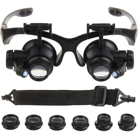 CSPARKV Loupe à montage frontal, loupe, loupe, loupe, loupe pour bijoutier, montre - Kit de réparation pour la lecture, la réparation de bijoux, la réparation électronique (noir) (1/5)