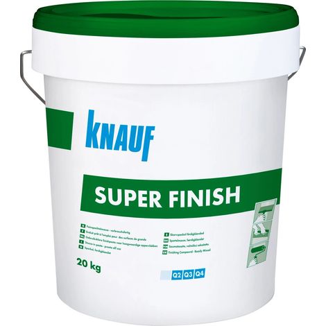 Stucco pronto in pasta KNAUF SUPER FINISH Bianca rasatura liscia - fusto 20 Kg (1/4)