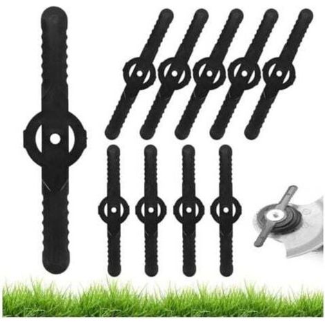 10 Stück Rasenmähermesser, Ersatzmesser aus Kunststoff, Gartengeräte, kleines Loch 5 mm, für Rasenmäher und Akku-Rasentrimmer