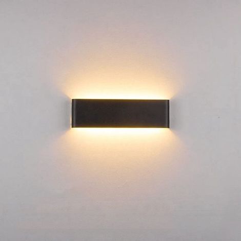Lámpara de pared rectangular para interiores, Lámpara de pared LED para el hogar, lámpara de pared, lámpara de baño mini moderna, Negra, 3000K (1/5)