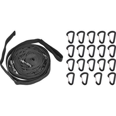 Correa portátil para acampar con cuerda, 19 llaveros y mosquetón, bolsa de almacenamiento para acampar y hacer senderismo.