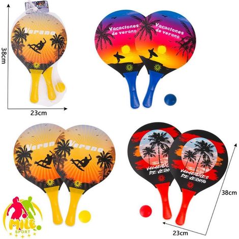 TRADE SHOP - Racchette Gioco Da Spiaggia Con Pallina Divertimento Piscina Mare Varie Fantasie -