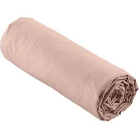 Drap housse 160x200 cm - Percale 100% coton - Bonnet 30 cm - Nude (1/5)