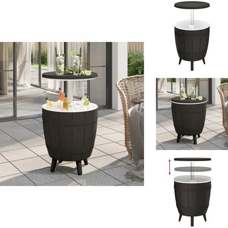 Table à glacière 3 en 1 noir polypropylène - Table À Glacière - Table De Jardin - Mobilier De Jardin - Table Extérieure - Table Bistrot