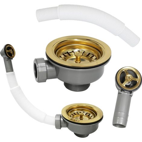 Bonde Evier Cuisine 114mm Avec Trop Plein Evier, Acier Inoxydable (1/5)