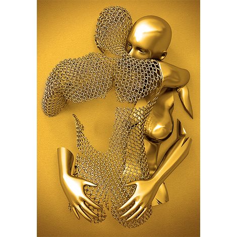 3D effet mur Art abstrait métal Sculpture toile moderne peinture décoration murale 30 40 cm or
