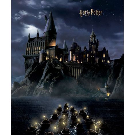 papier peint panoramique Harry Potter Poudlard noir et bleu foncé  - Sanders & Sanders (1/4)