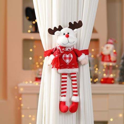 Filiyano-Lot de 3 boutons de rideaux de Noël avec poupée, Père Noël et bonhomme de neige - Embrasses de rideaux originales, Noël (1/5)