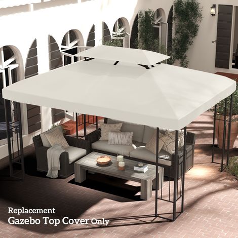 Toit de rechange blanc crème pour gazebo 13' x 10', 2 niveaux, protection UV, pour jardin, terrasse ou extérieur (TOILE SEULEMENT) (1/5)