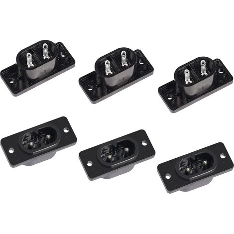 IEC320 C8 Connecteur de prise de courant mâle à 2 broches AC 250V 2.5A Adaptateur de montage à vis (paquet de 6) (1/5)
