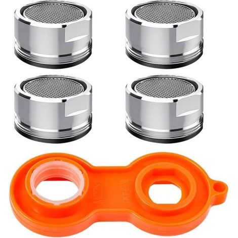 4 Pcs Mousseur Robinet Economie Eau, Aérateur de Robinet Accessoires M24 Filtre de Robinet avec Joint d'Etanchéité et Clé d'Aérateur pour Cuisine et Salle de Bain (1/5)