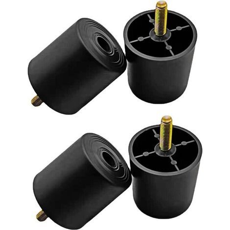 set of 4 plastic sofa legs, 5 cm in diameter and 6 cm in height, black, round replacement legs, with M8 bolts. (1/5)