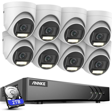 3K Kit de Surveillance avec Audio DVR HDD 2TB et Caméra Vidéosurveillance Etanche IP67 Détection Personne/Véhicule Accès à Distance Alarme par E-Mail Vision Nocturne (1/5)